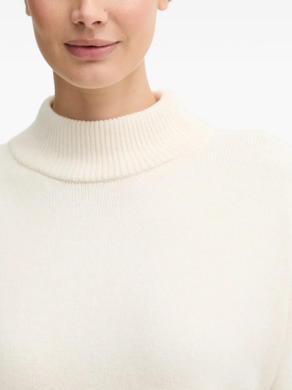 Dkny Ribbed High-neck Sweater In Neutral