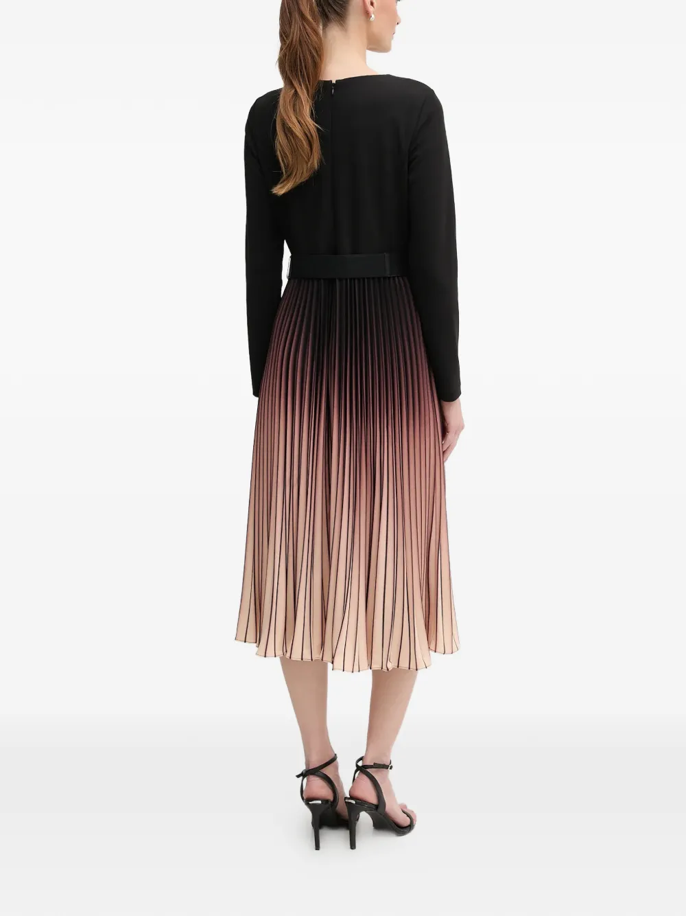 Dkny Petites Womens Ombre Polyester Midi Dress In Black