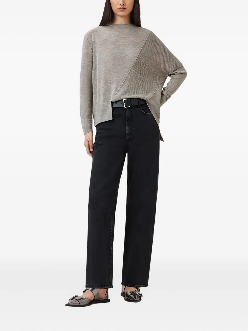 AllSaints Isla trui met ronde hals Beige