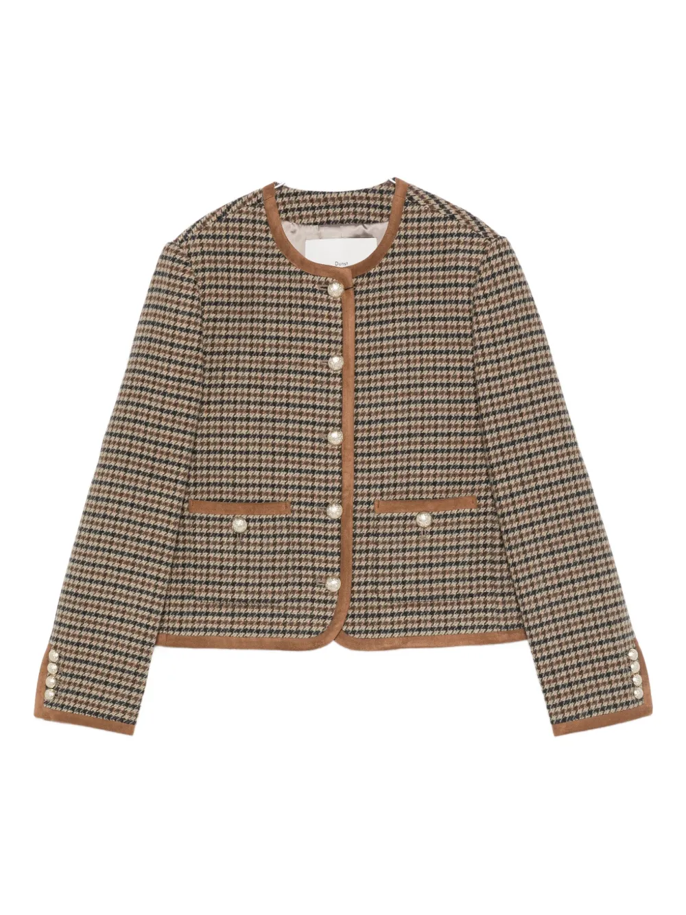 Dunst Houndstooth Pearl-button Jacket In Brown