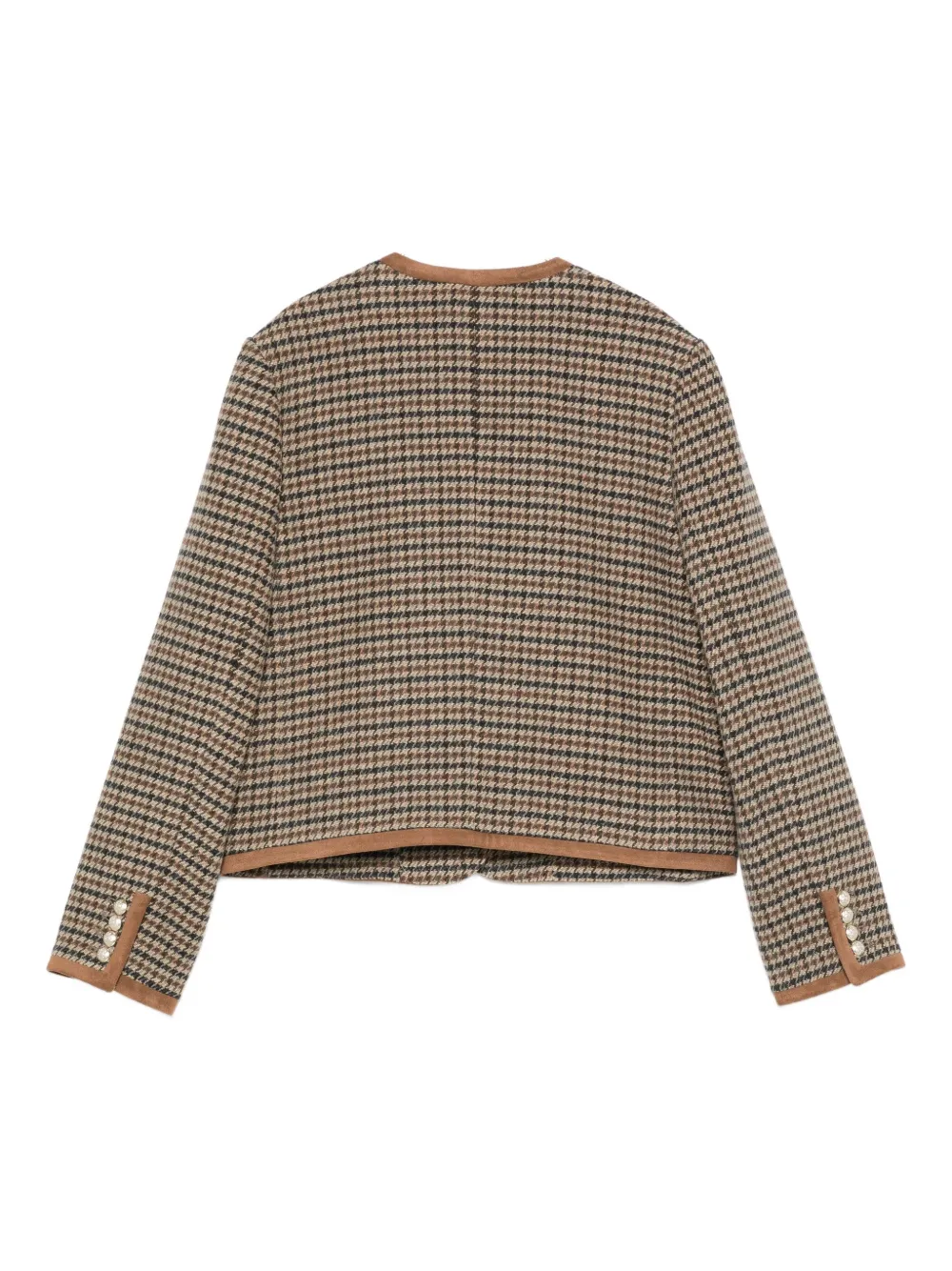 Dunst Houndstooth Pearl-button Jacket In Brown