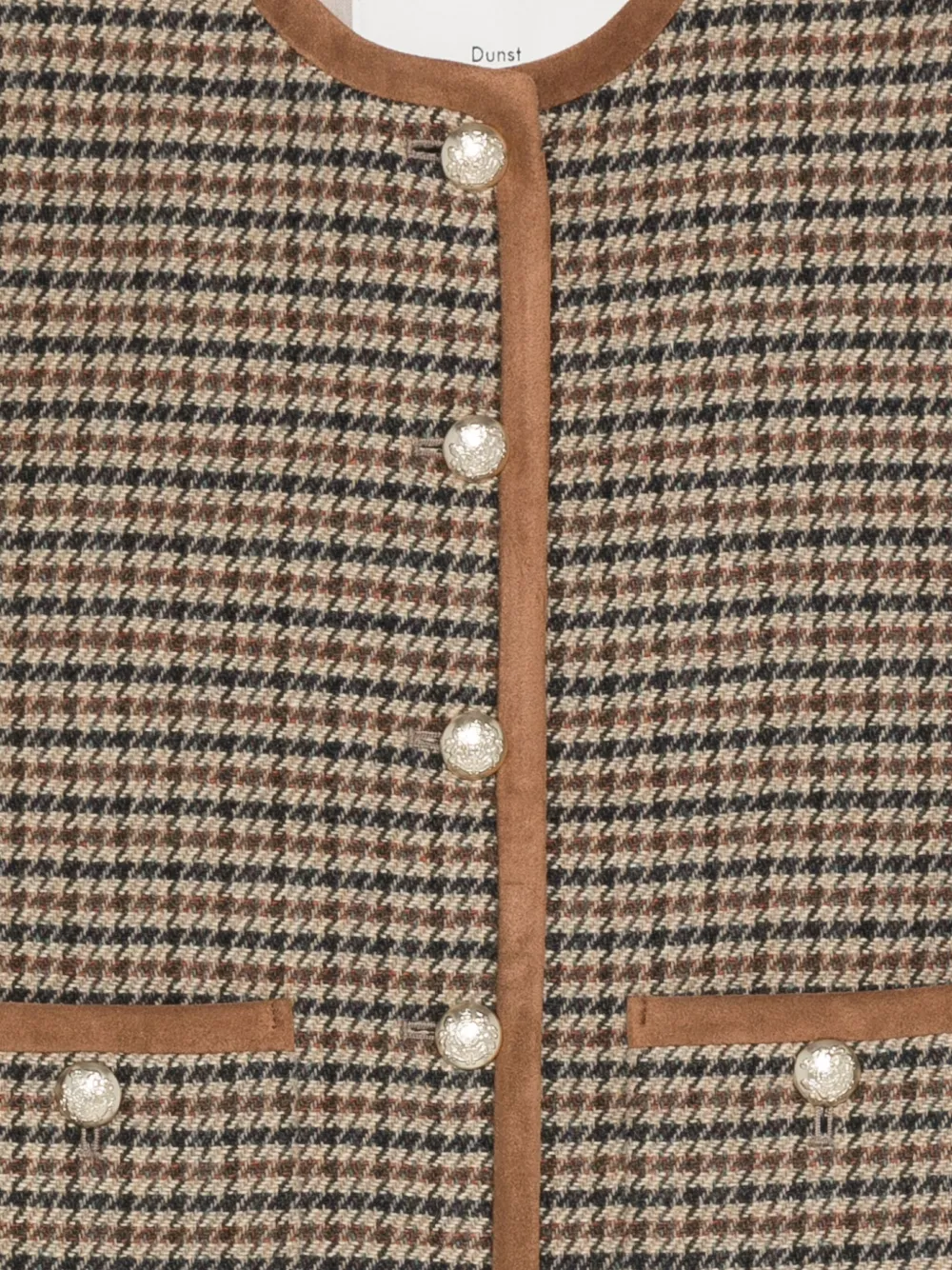 DUNST Jack met pied-de-poule print en parelknoop Bruin