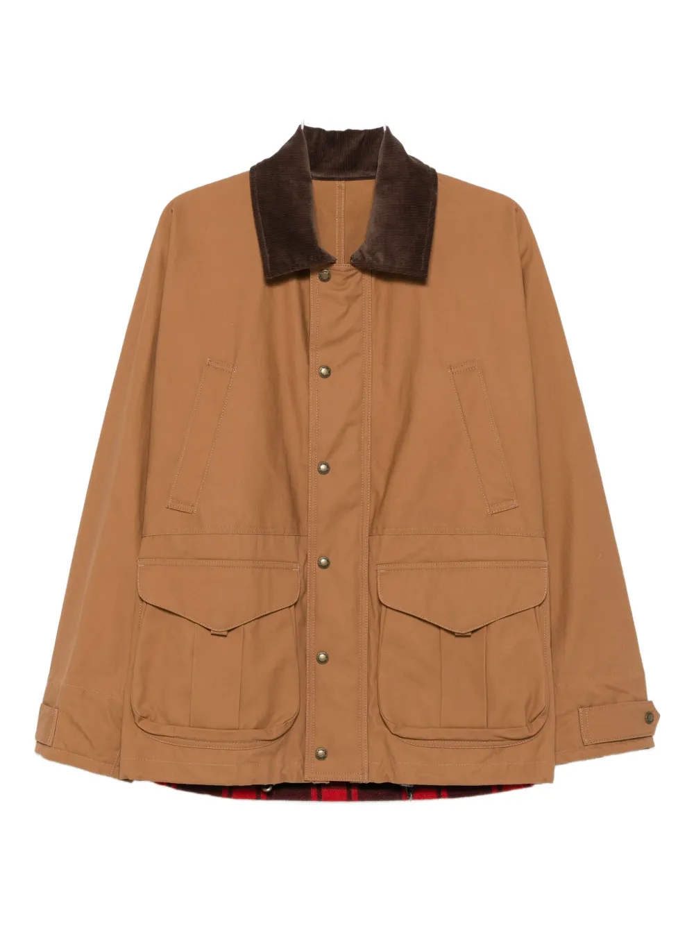 Junya Watanabe Corduroy-collar Flap-pocket Jacket In Brown