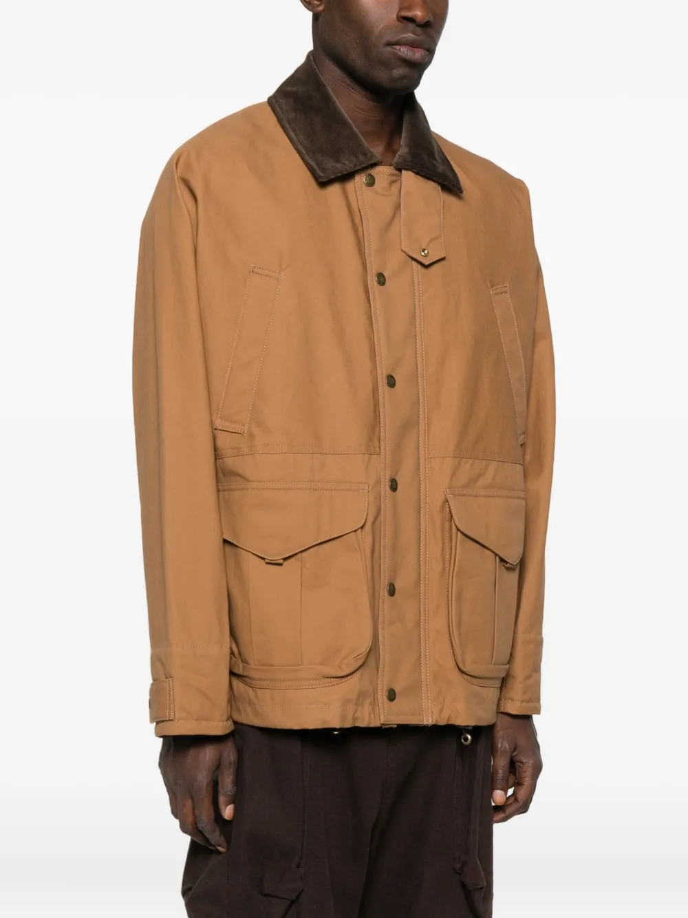 Junya Watanabe Corduroy-collar Flap-pocket Jacket In Brown