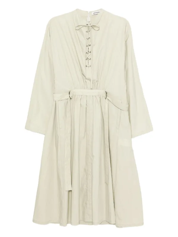 Low Classic Belted Drawstring Dress - Green
