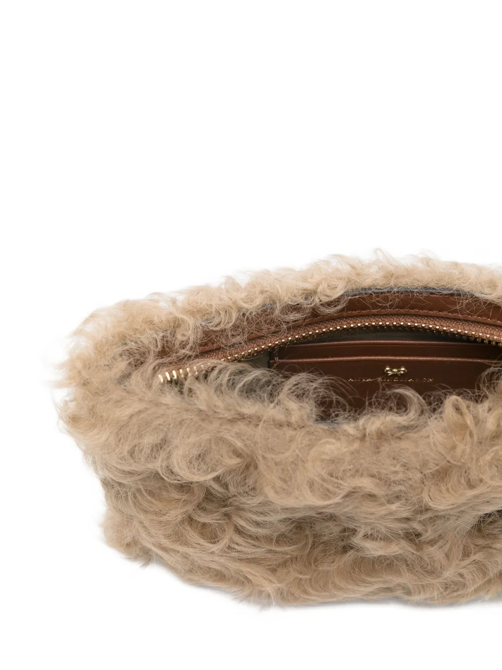 Anya Hindmarch Eye Detail Furry Texture Clutch Bag In Brown