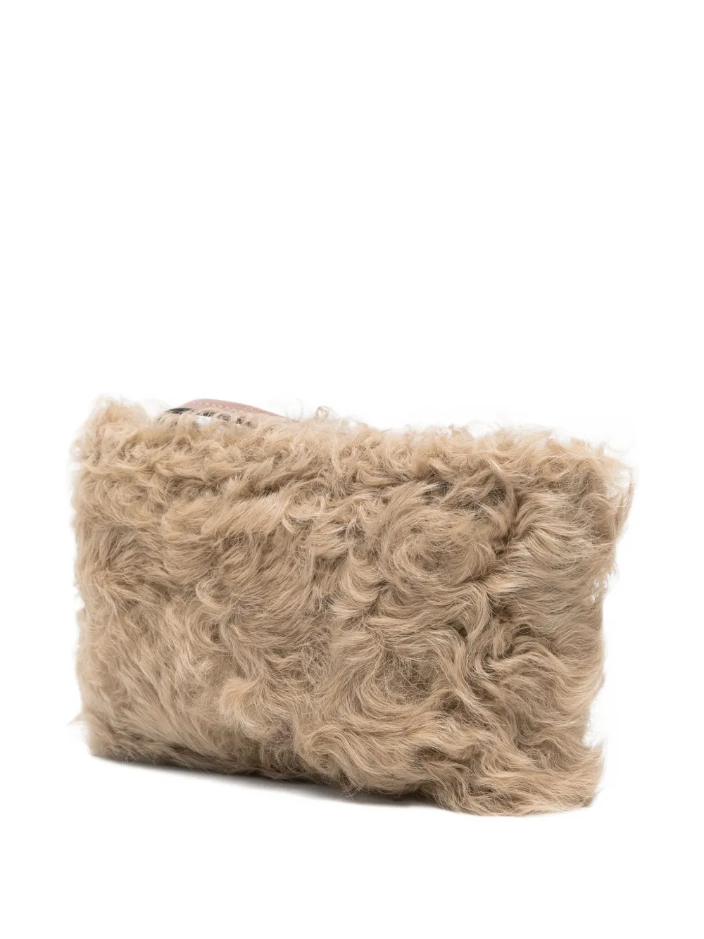 Anya Hindmarch Eye Detail Furry Texture Clutch Bag In Brown