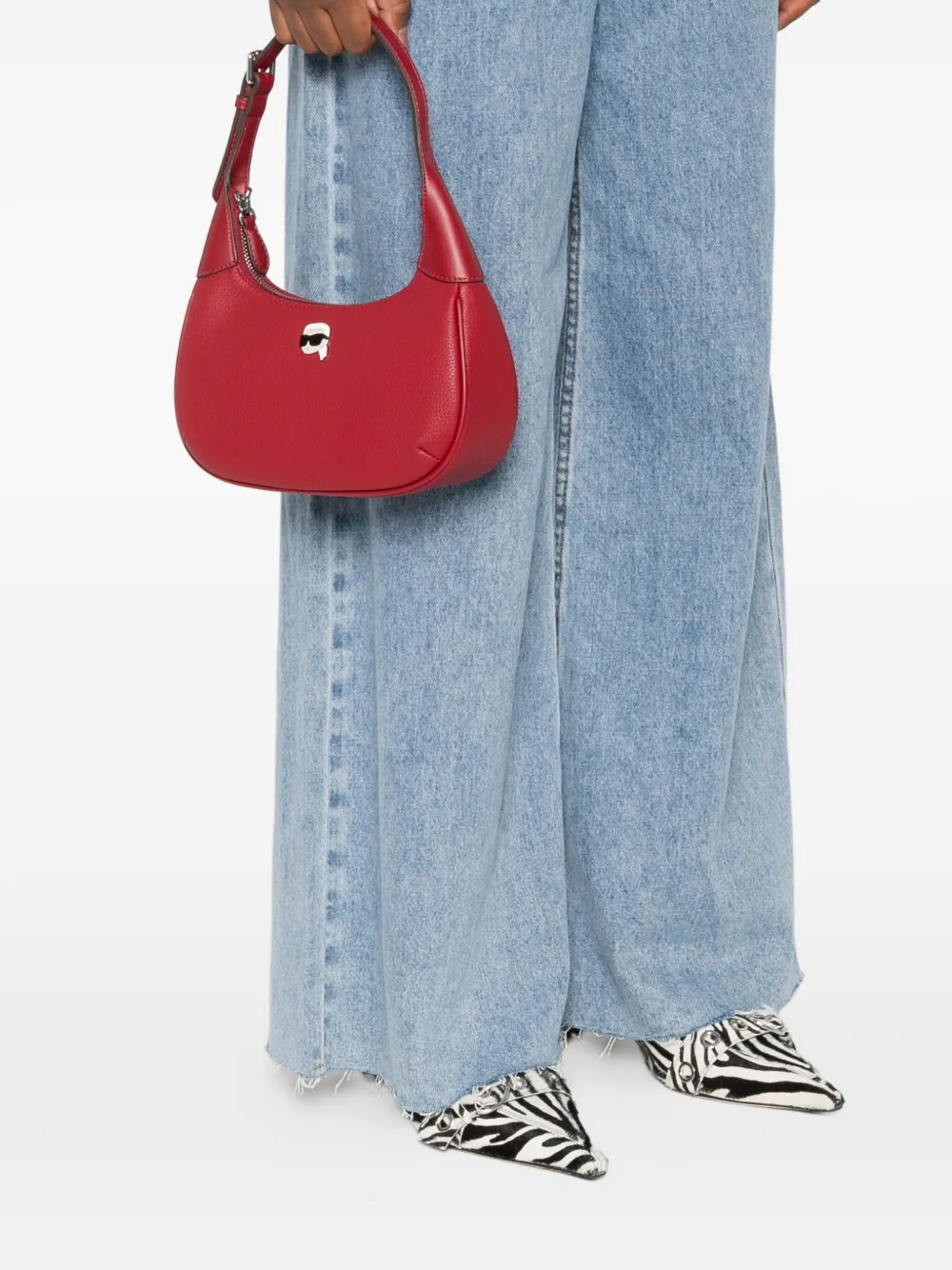 Karl Lagerfeld Logo-patch Shoulder Bag In Red