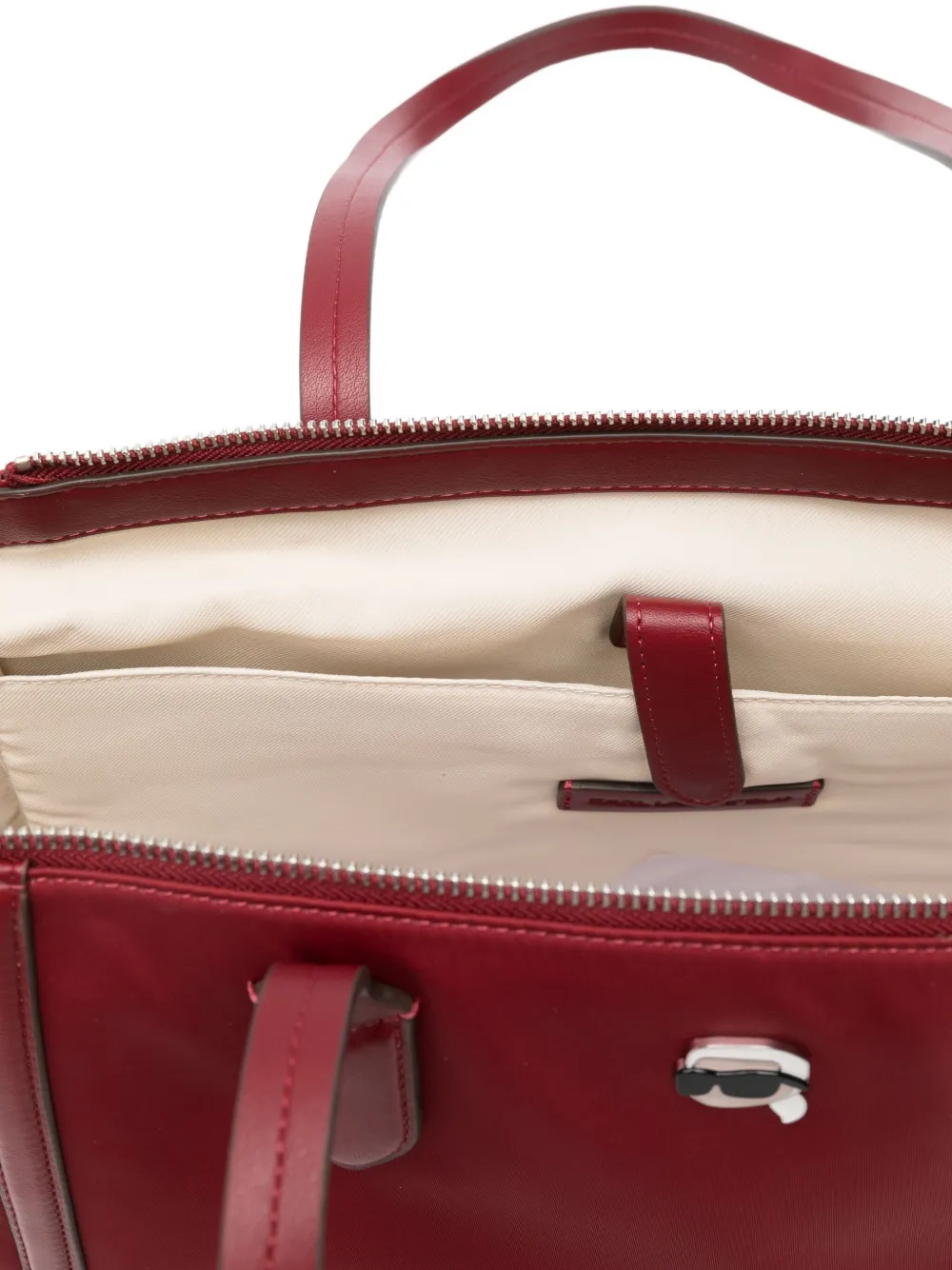 Karl Lagerfeld Leather-trimmed Tote Bag In Red