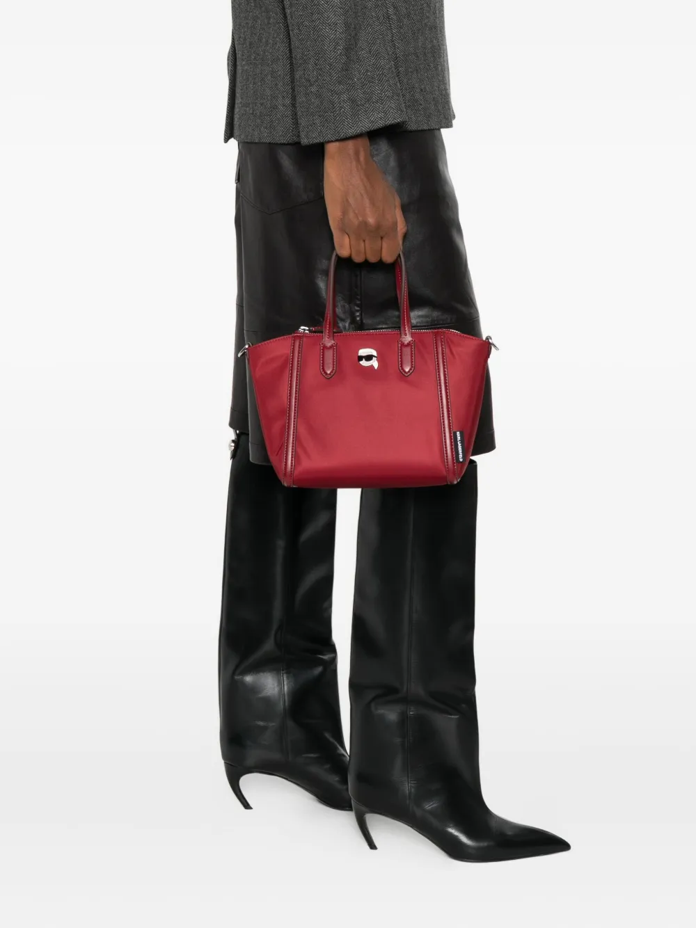 Karl Lagerfeld logo-plaque tote bag - Rood