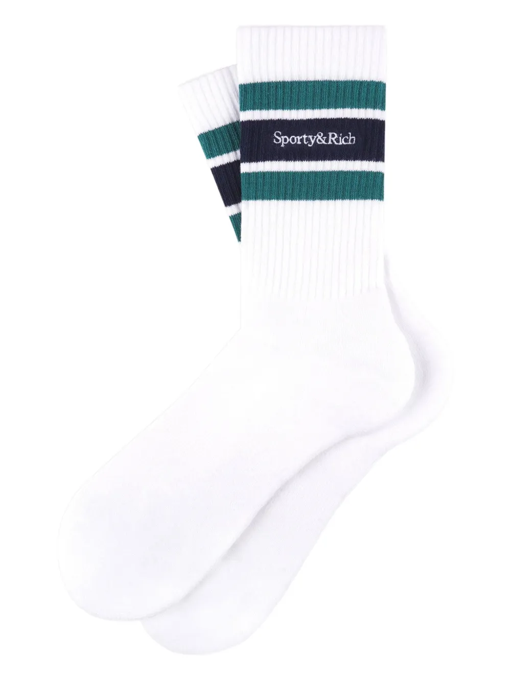 Sporty & Rich stripe-logo socks | White | Image 1