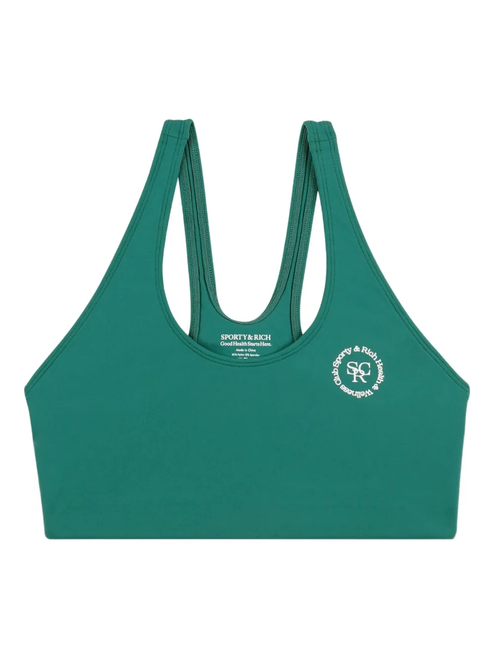 Sporty & Rich racer-back logo-detail sports bra | Green | Image 1
