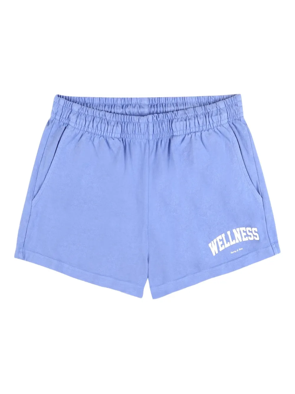 Sporty And Rich Lettering-print Logo Shorts In Blue
