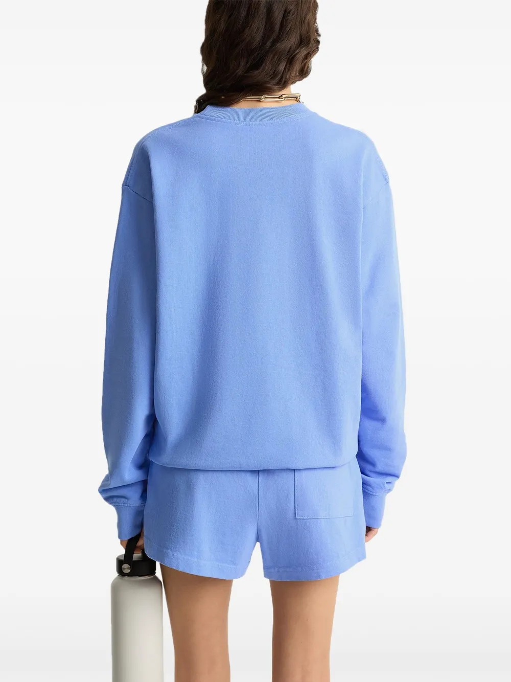 Sporty And Rich Lettering-print Logo Shorts In Blue