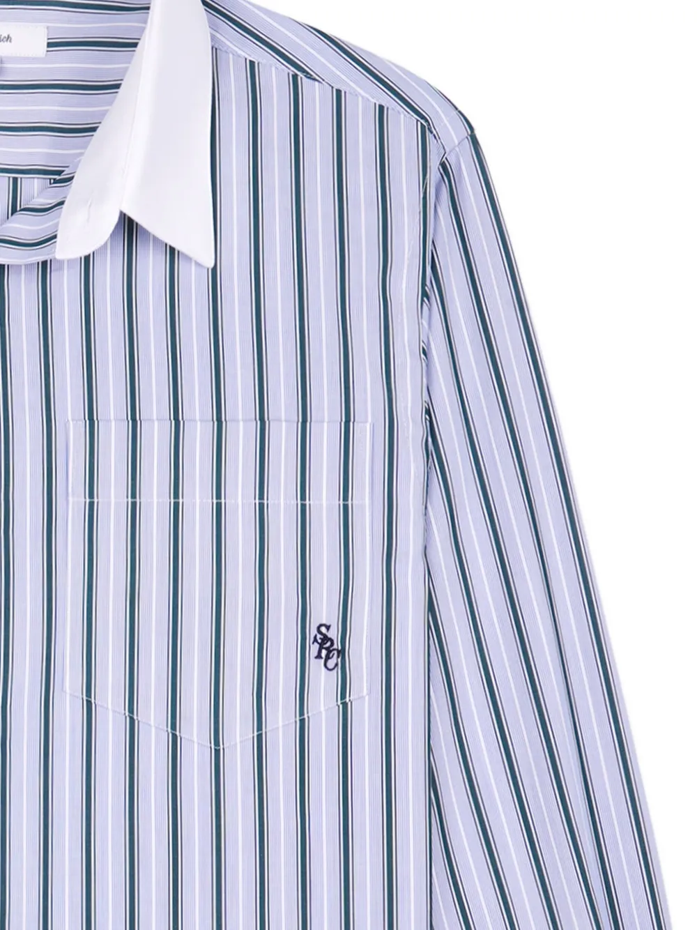 Sporty & Rich Gestreepte blouse met contrasterende kraag Blauw