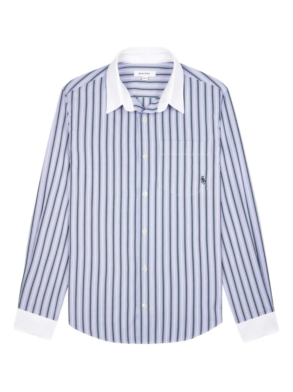 Sporty & Rich striped contrast-collar shirt | Blue | Image 1