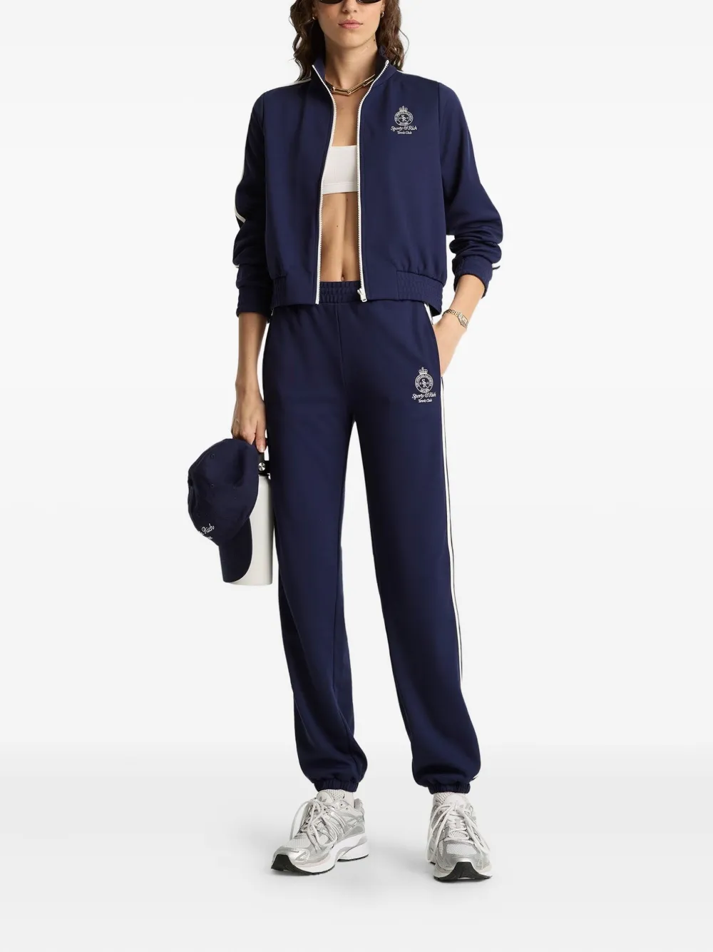Sporty & Rich Crown Tennis trainingsbroek met zijstreep - Blauw