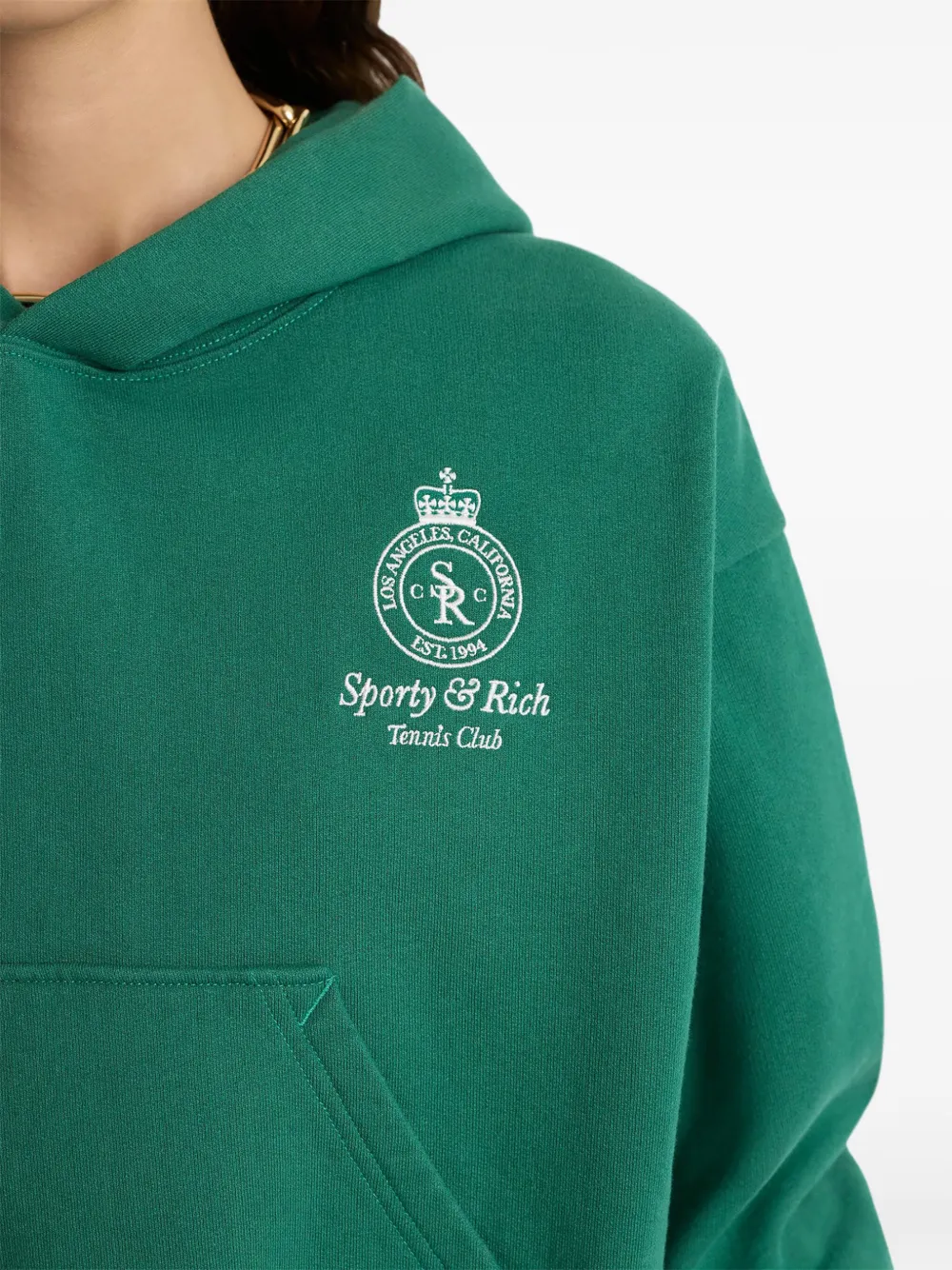 Sporty & Rich Hoodie met geborduurd logo Groen