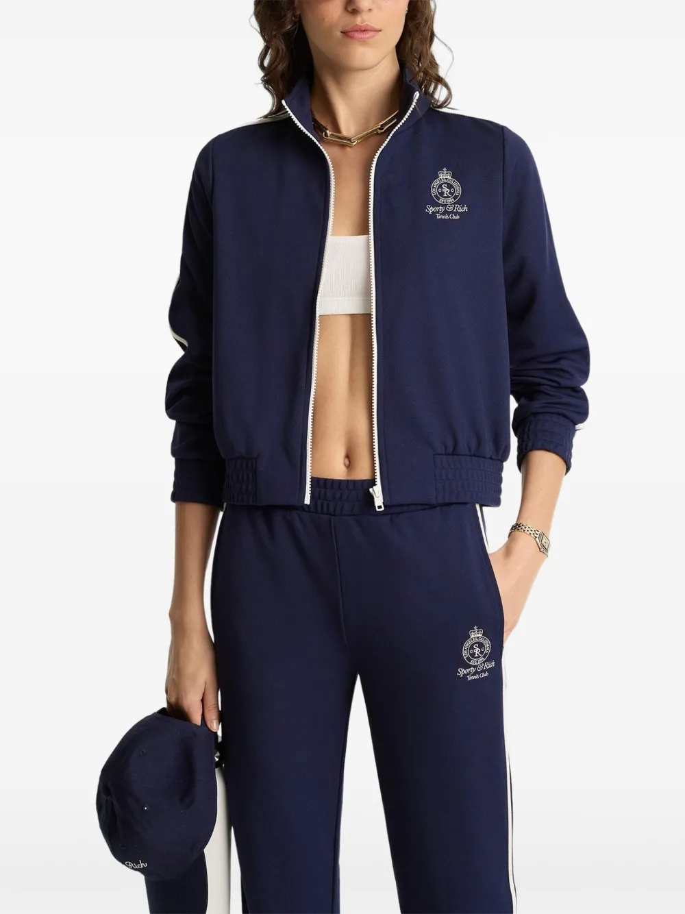 Sporty & Rich side-stripe zip-up track jacket | Varsity Jackets | Image 2