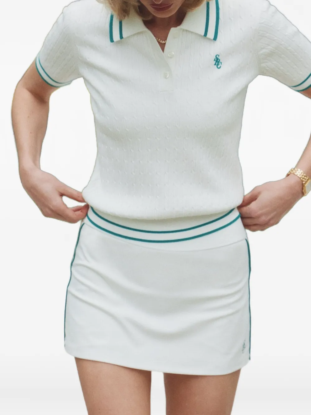 Sporty & Rich Mini-rok met zijstreep Wit