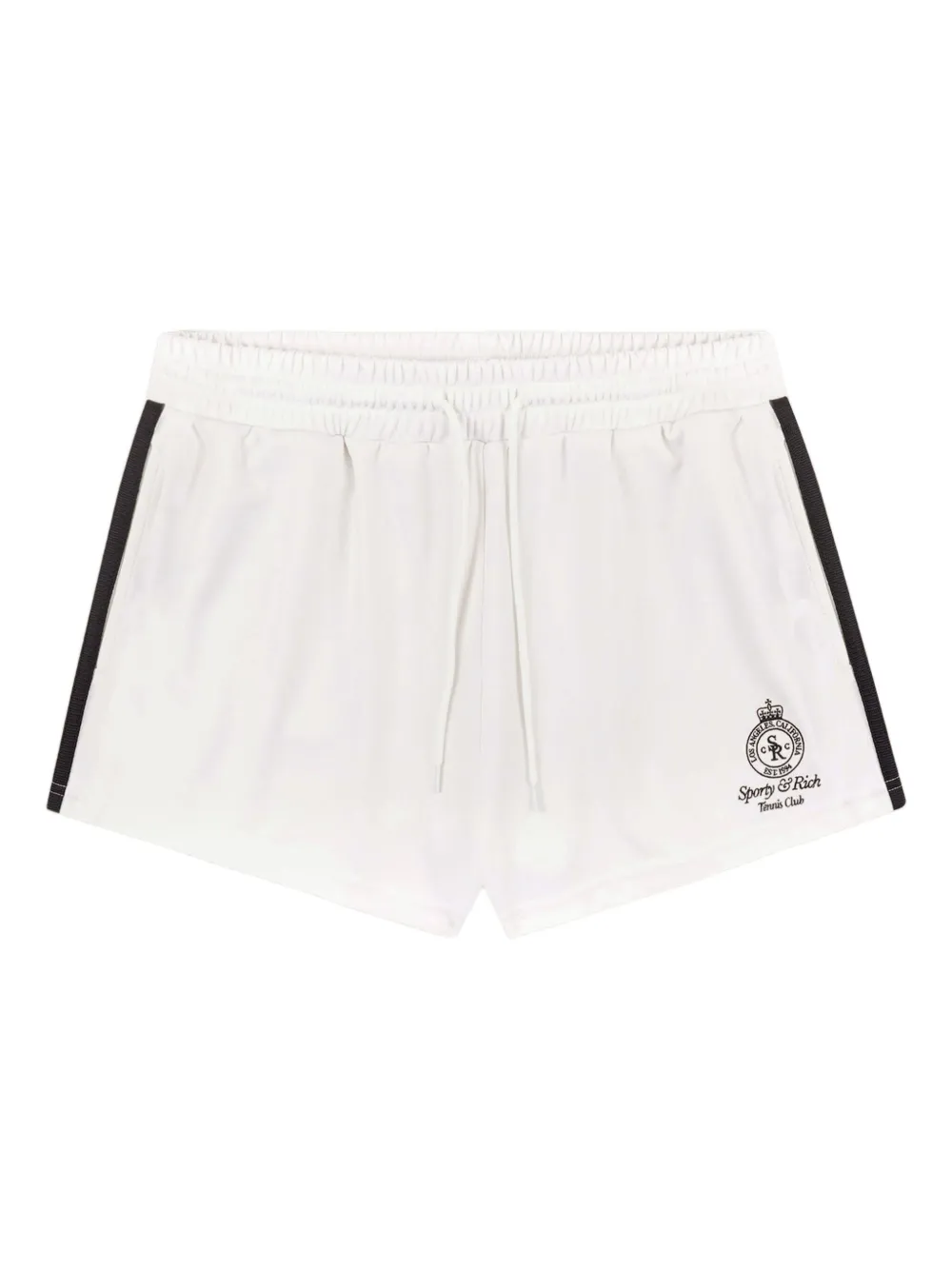Sporty And Rich Logo-embroidered Side-stripe Shorts In Gold