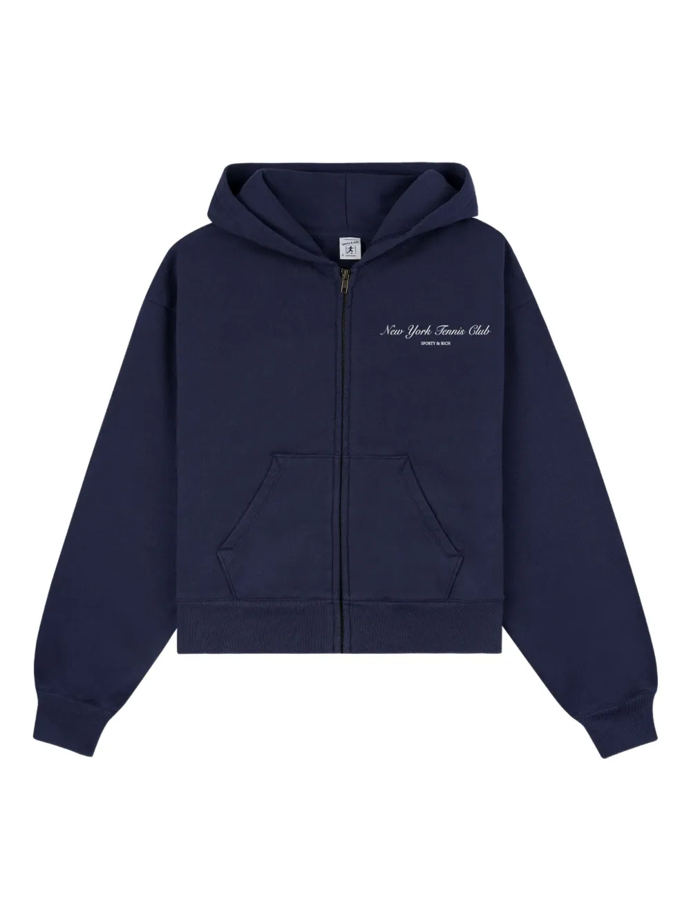 Sporty And Rich Zip-up Hooded Top In Blue