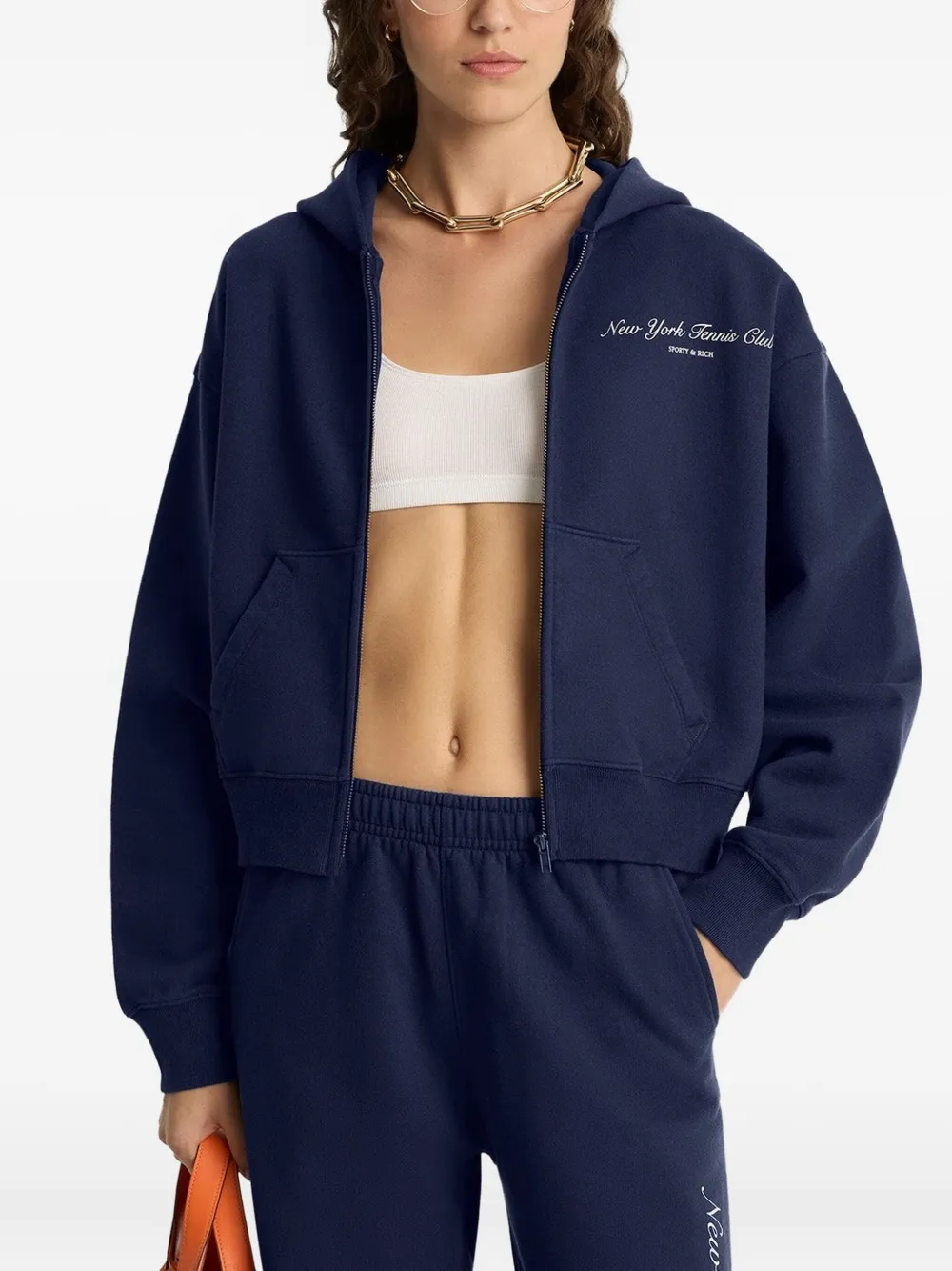 Sporty & Rich Top met capuchon en rits - NAVY
