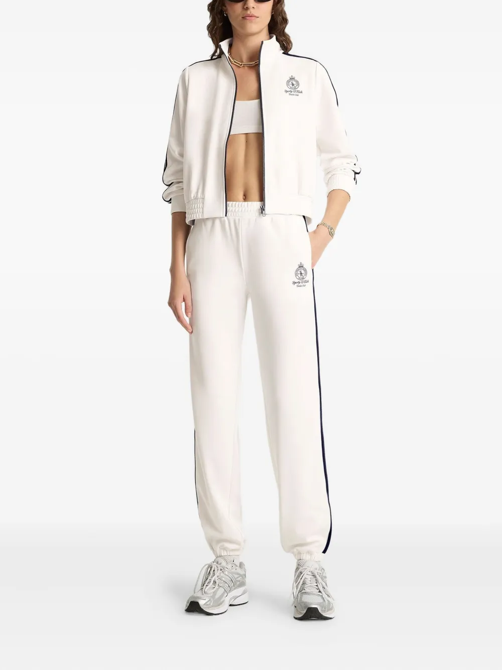Sporty & Rich side-stripe logo-embroidered joggers - Wit