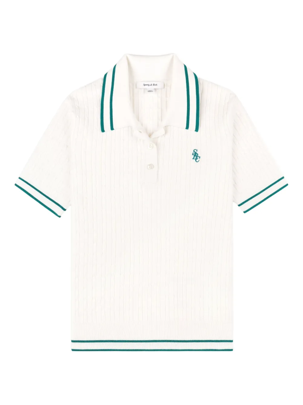 Sporty & Rich cable-knit polo shirt | White | Image 1