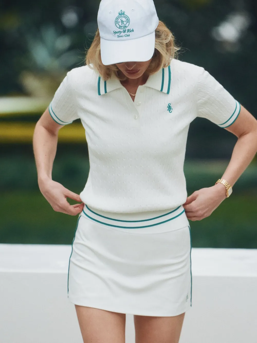 Sporty & Rich Kabelgebreid poloshirt Wit