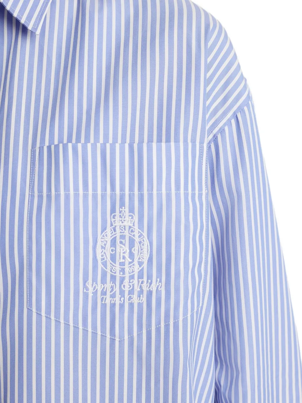 Sporty & Rich Gestreept blouse met borduurwerk Blauw