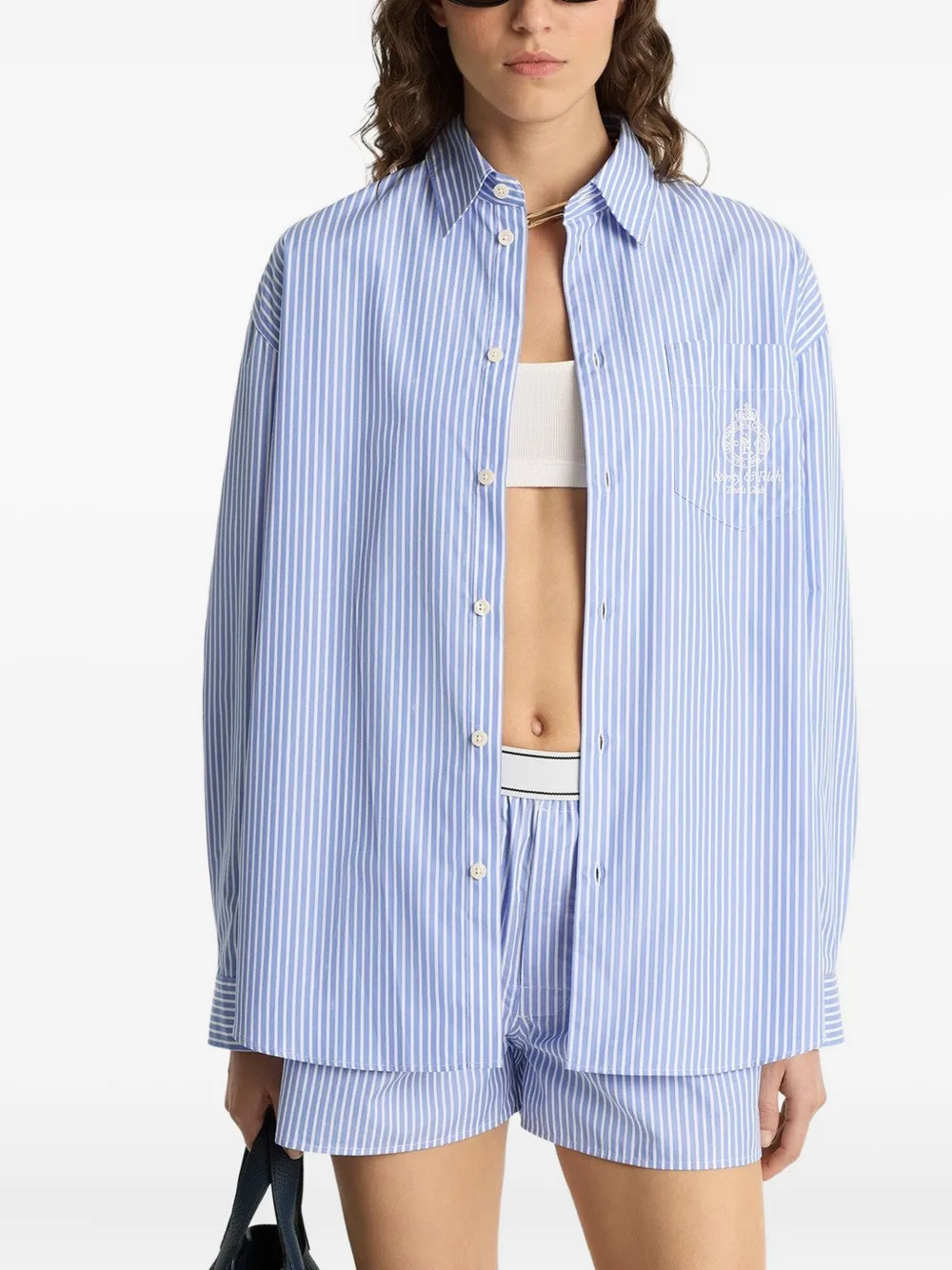 Sporty & Rich striped embroidered shirt - Blauw