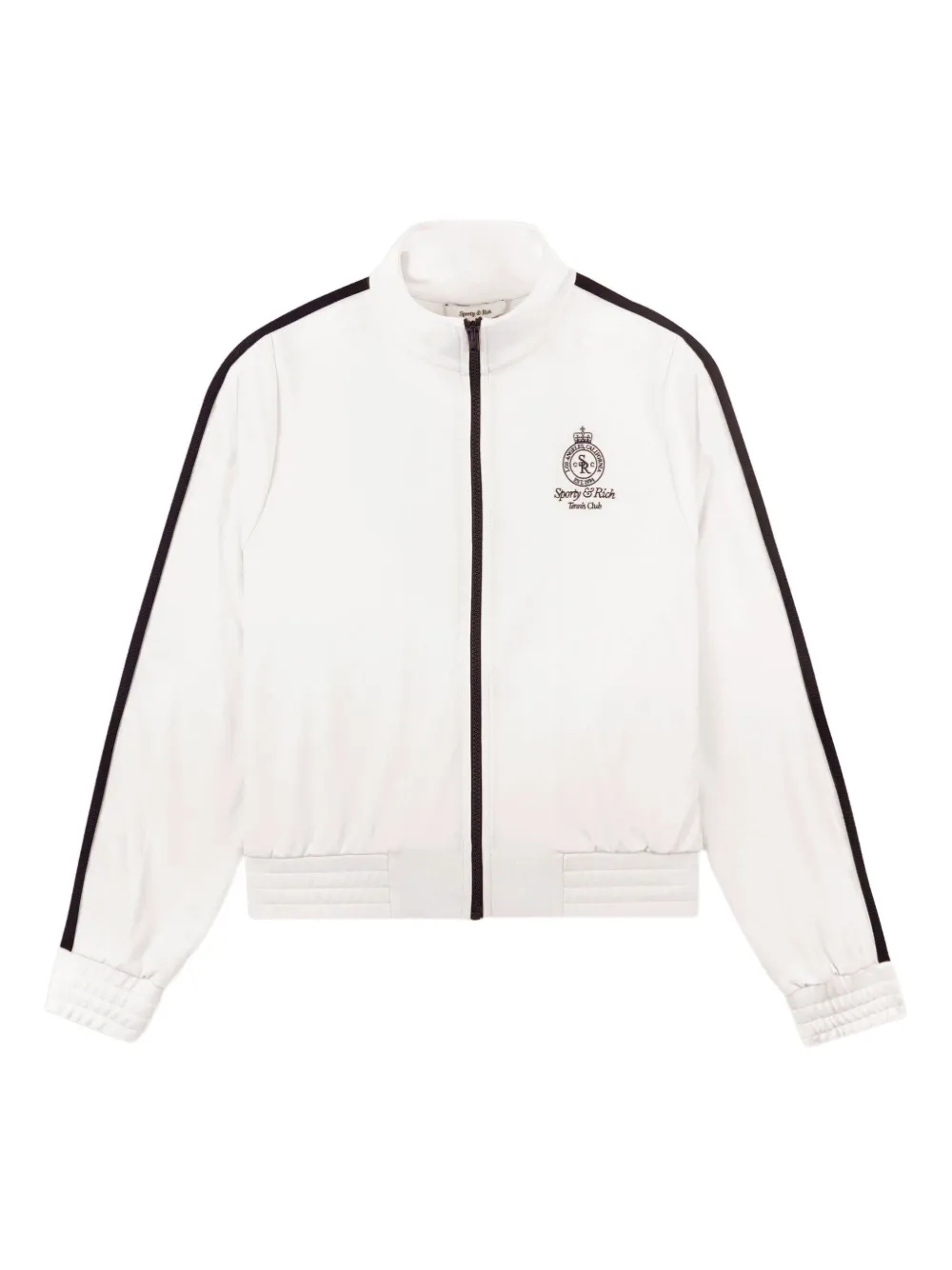 Sporty & Rich stripe-detail zip-up sweatshirt | White | Image 1
