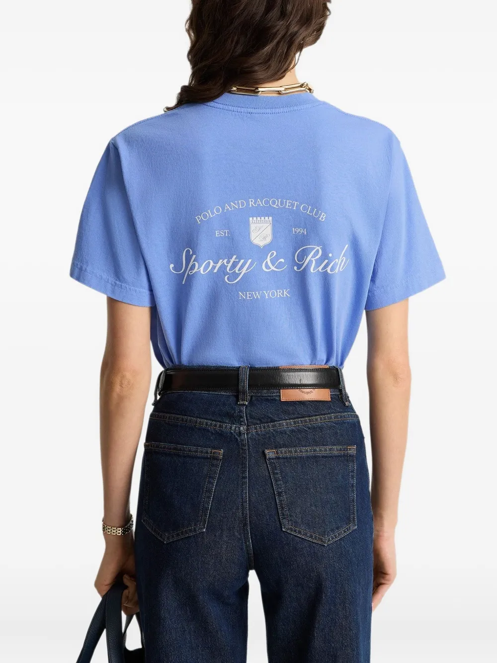 Sporty & Rich T-shirt met geborduurd logo Blauw