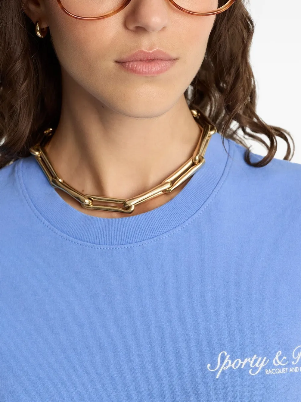 Sporty & Rich T-shirt met geborduurd logo Blauw