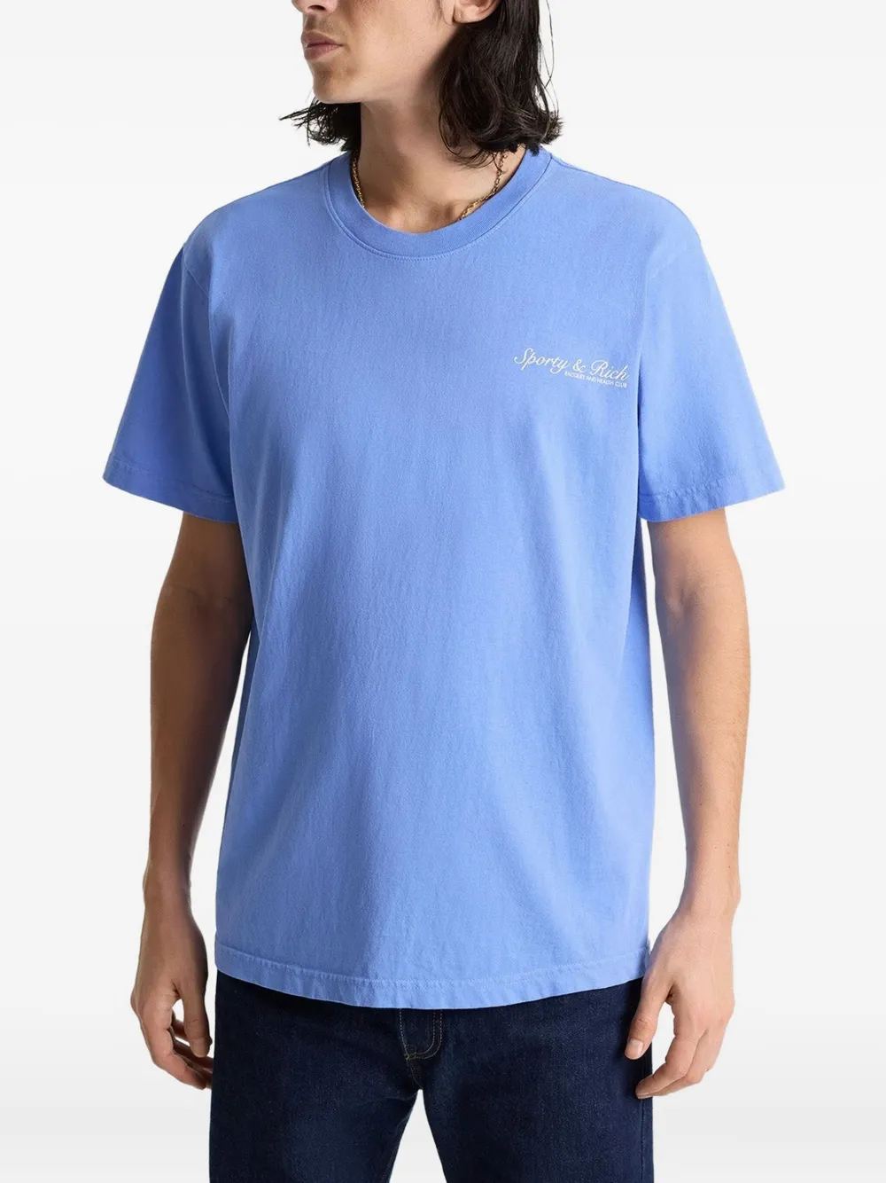 Sporty & Rich T-shirt met geborduurd logo Blauw