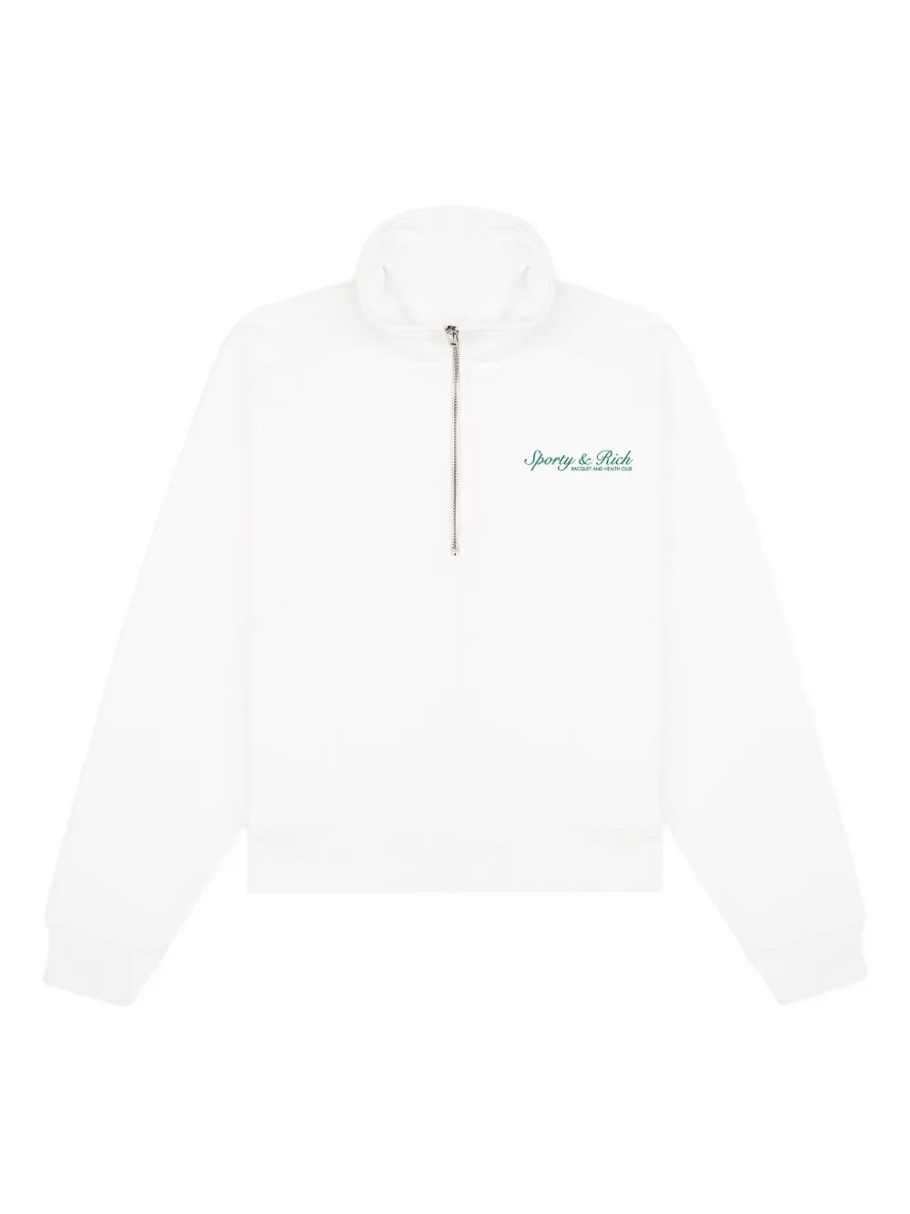 Sporty And Rich Half-zip Embroidered Seatshirt In White