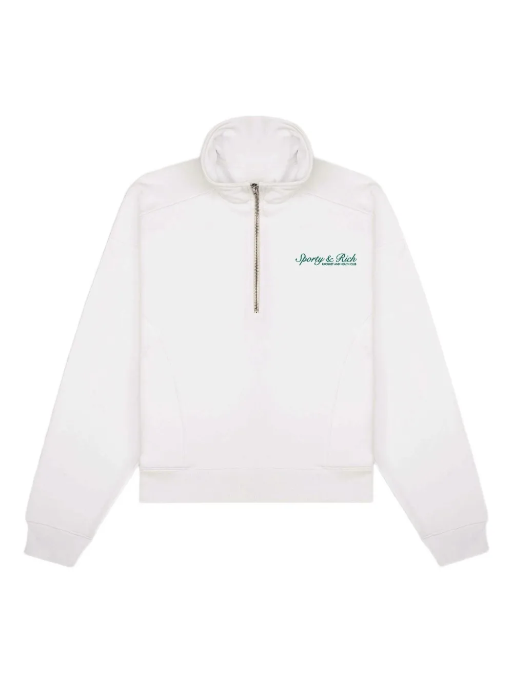 Sporty & Rich Sweater met borduurwerk en halve rits Wit