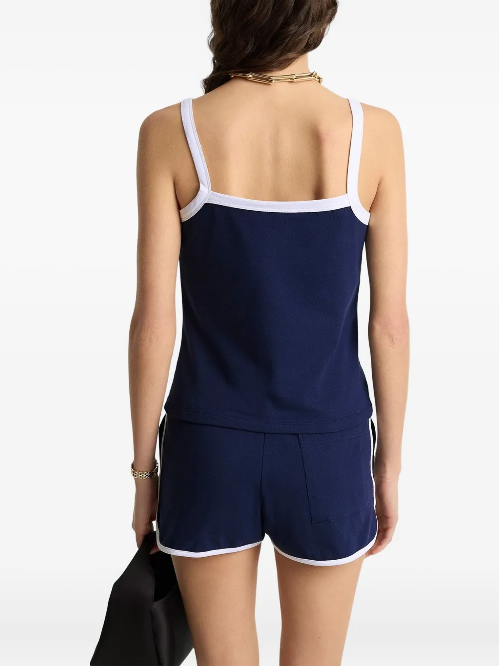Sporty & Rich Geribbelde top met contrasterende afwerking Blauw
