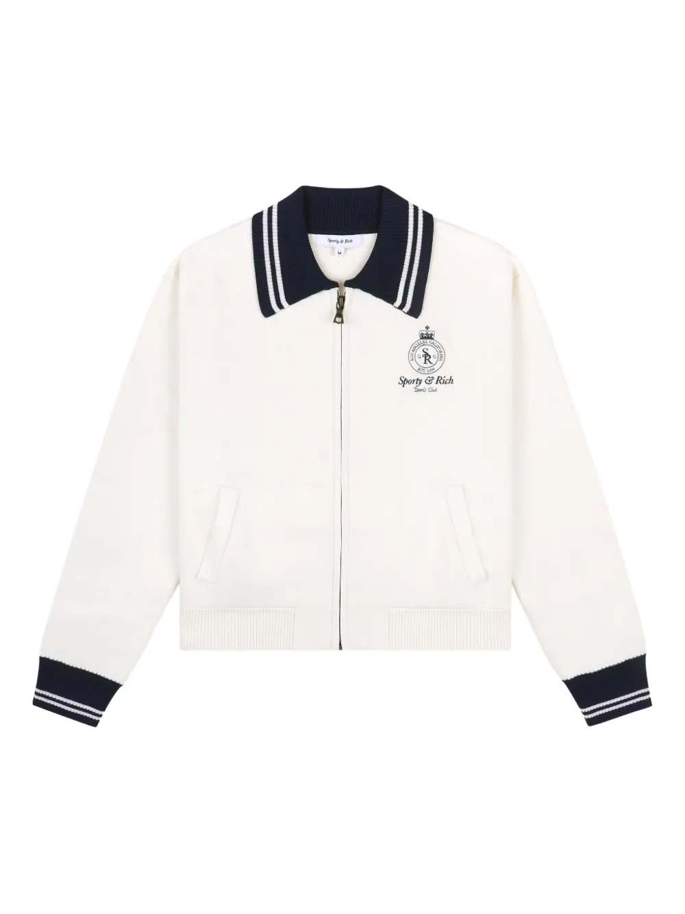 Sporty & Rich zip-up collar bomber jacket | White | Image 1