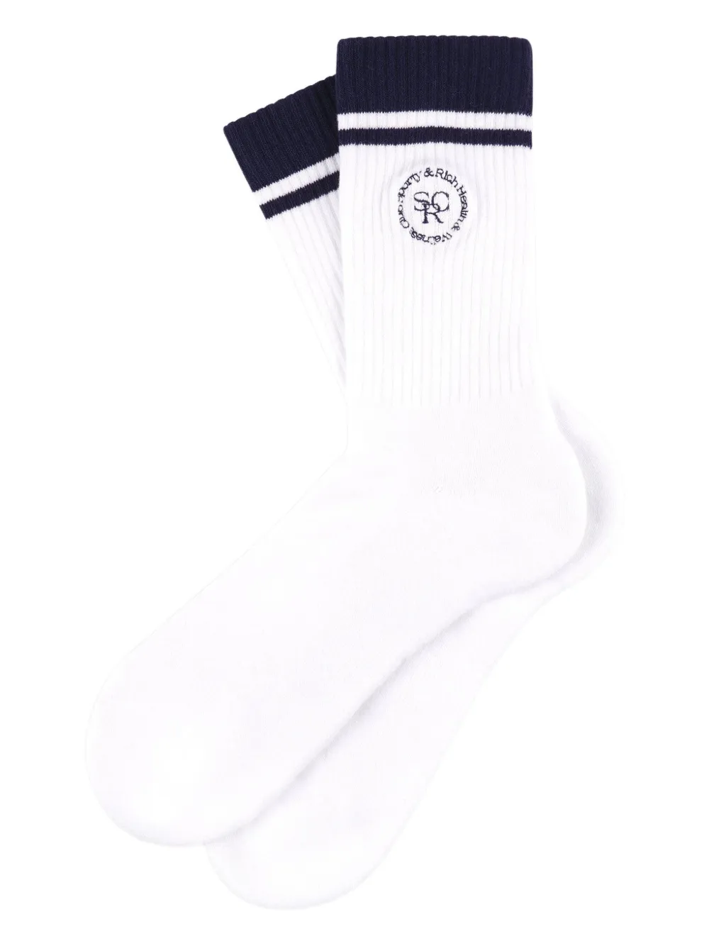 Sporty & Rich logo-embroidered striped socks | White | Image 1