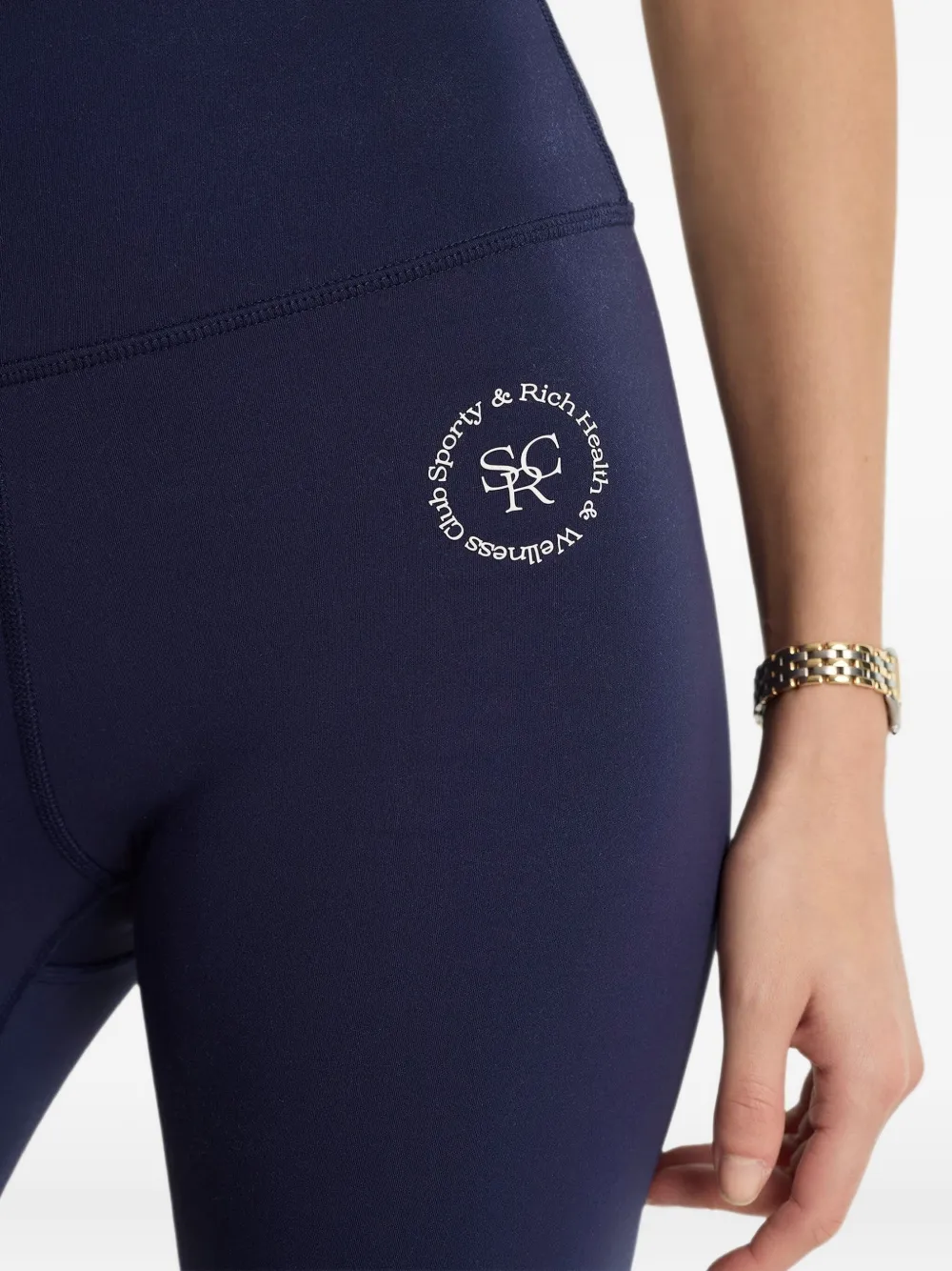Sporty And Rich Logo-embellished Leggings In Blue