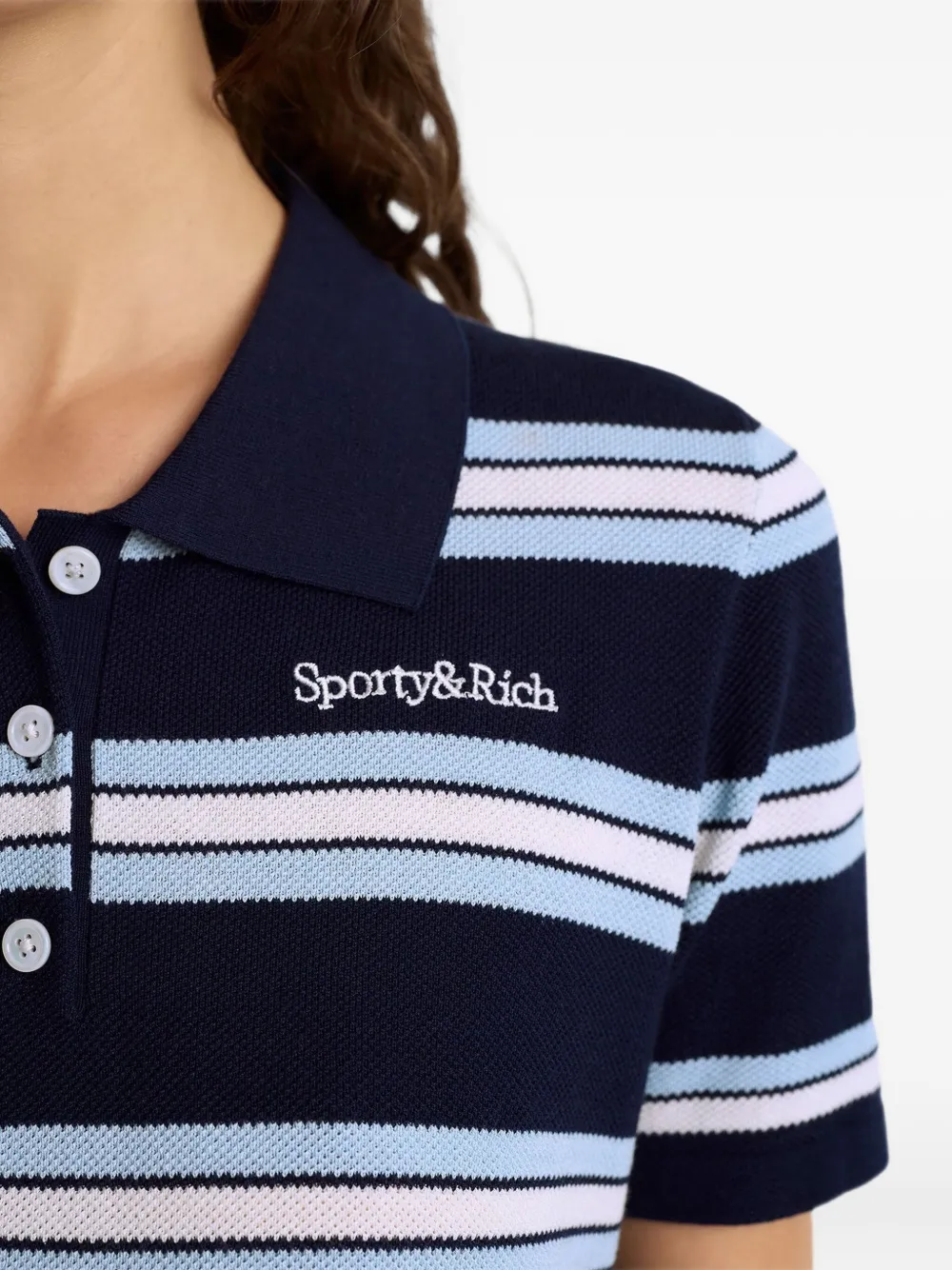 Sporty & Rich Gestreept poloshirt Blauw