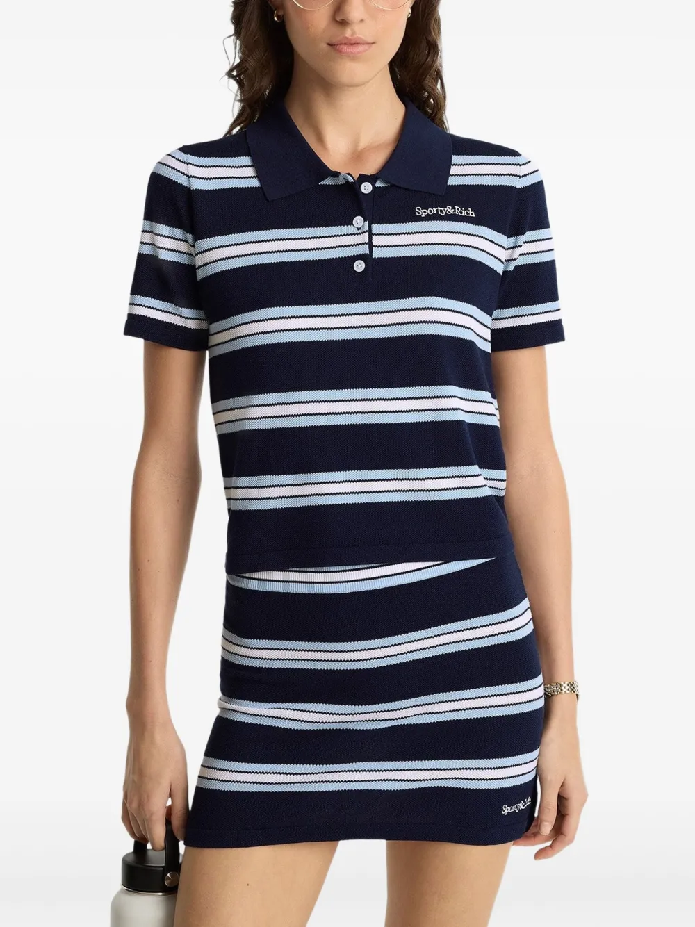 Sporty & Rich Gestreept poloshirt - Blauw