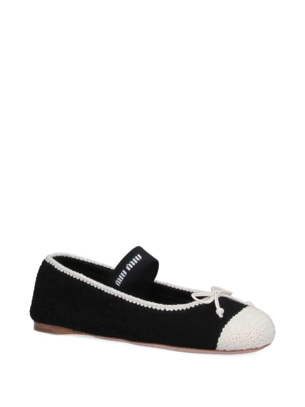 Miu Miu crochet-bow ballet flats - Zwart