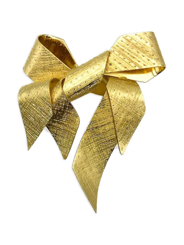 Dior Pre-owned 1970s Three-dimensional Bow Brooch in Gold