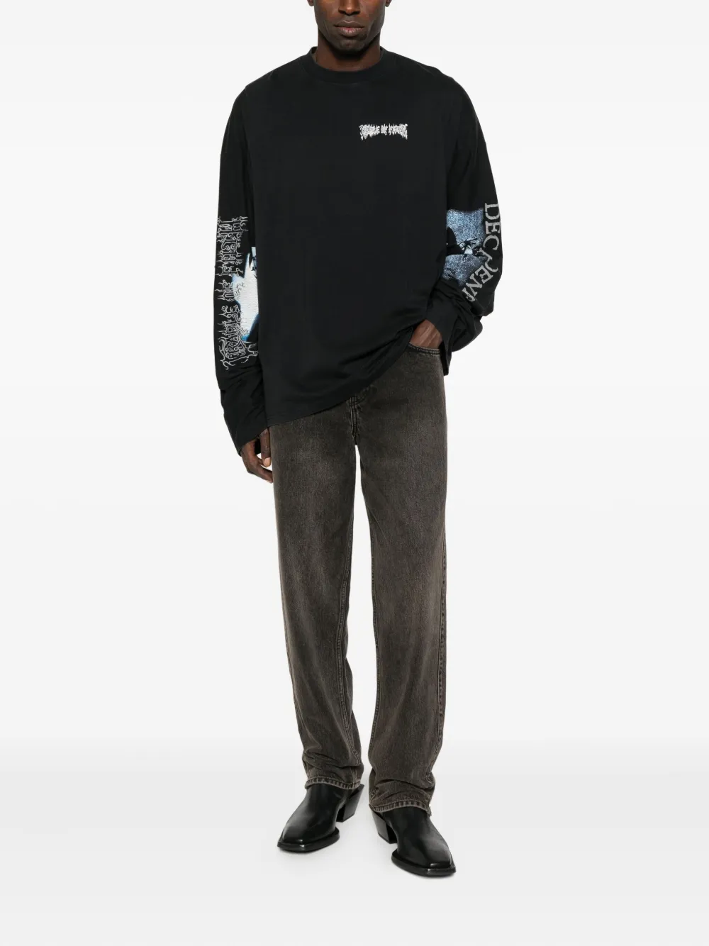 VETEMENTS graphic-print long-sleeve T-shirt - Zwart