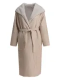 Blancha hooded belted shearling coat - Neutrals