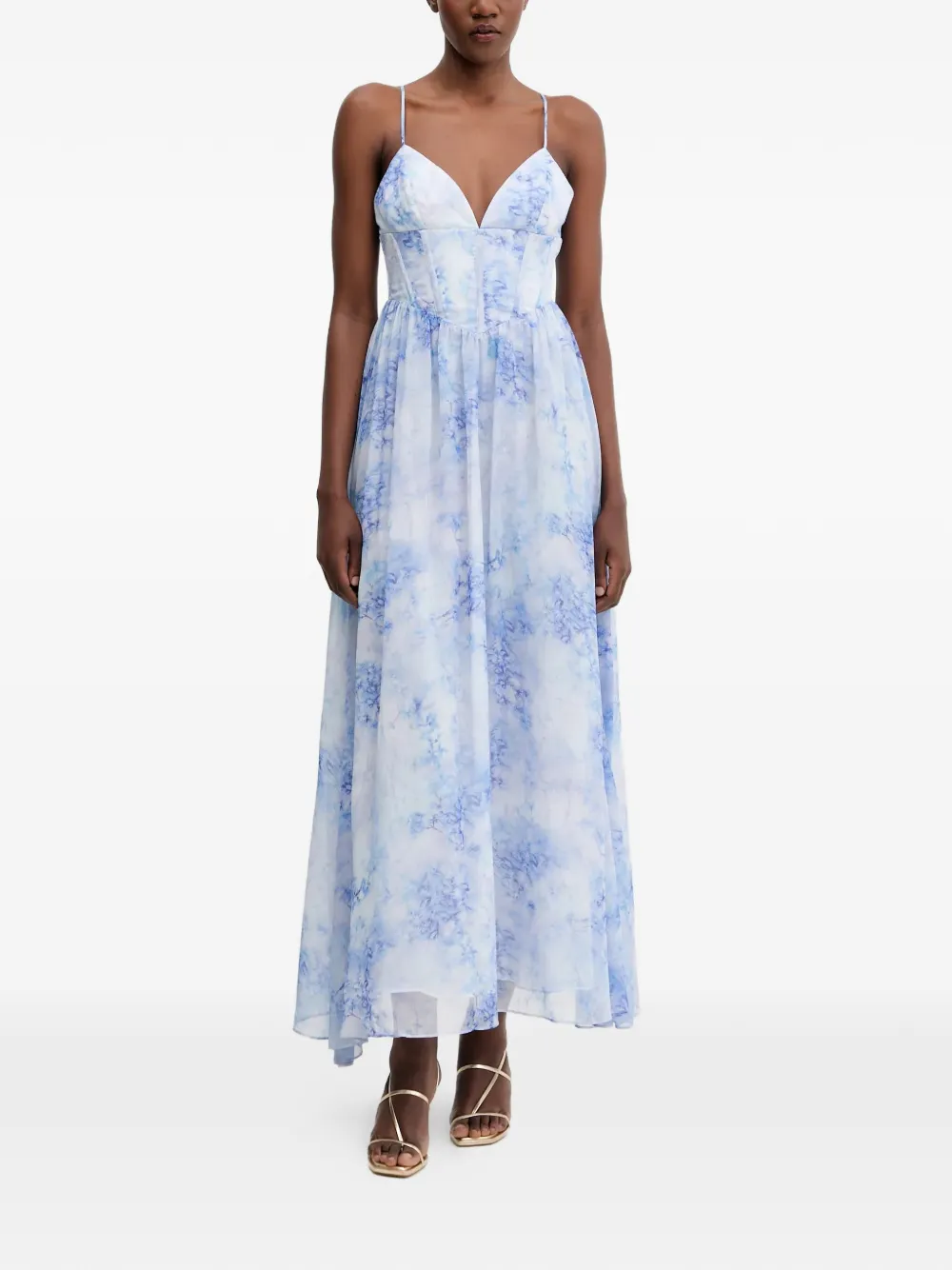 Bardot V-neck floral-print midi dress - Bianco