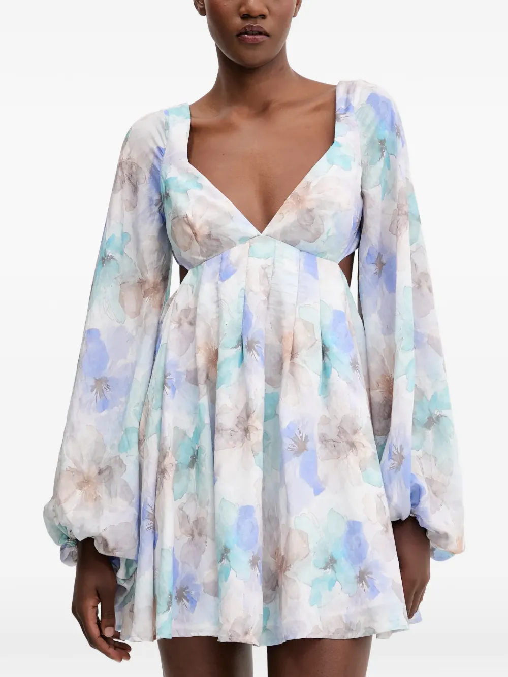 Bardot cut-out floral-print mini dress - Bianco